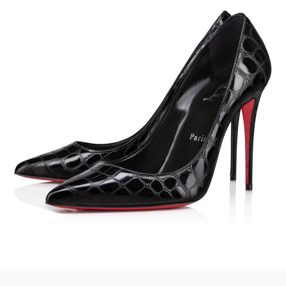 Christian Louboutin Kate 100 mm Red Bottom Pumps Alligator Calf Leather Size 36